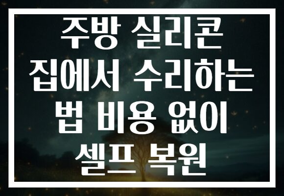 주방 실리콘 집에서 수리하는 법 비용 없이 셀프 복원