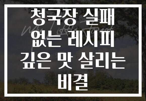 청국장 실패 없는 레시피 깊은 맛 살리는 비결