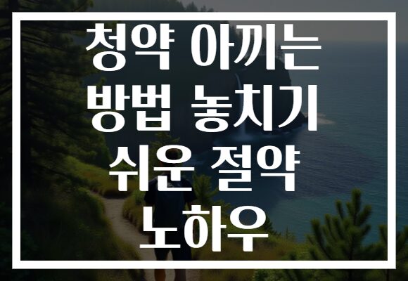 청약 아끼는 방법 놓치기 쉬운 절약 노하우