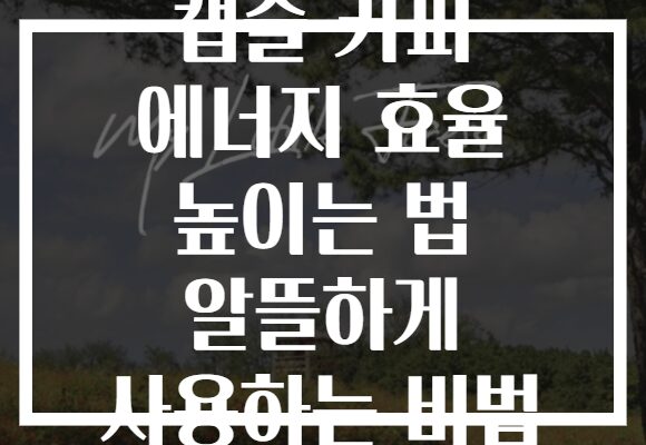 캡슐 커피 에너지 효율 높이는 법 알뜰하게 사용하는 비법