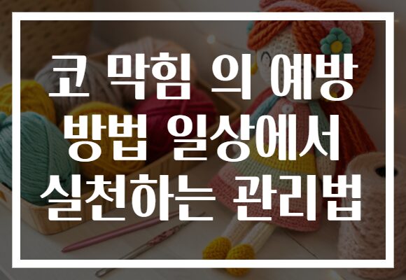 코 막힘 의 예방 방법 일상에서 실천하는 관리법
