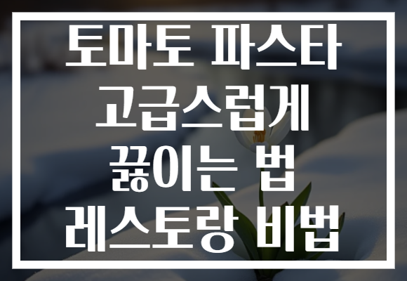 토마토 파스타 고급스럽게 끓이는 법 레스토랑 비법