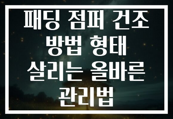 패딩 점퍼 건조 방법 형태 살리는 올바른 관리법