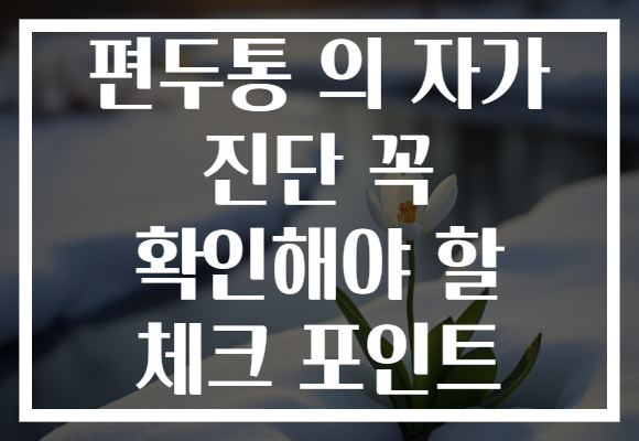 편두통 의 자가 진단 꼭 확인해야 할 체크 포인트