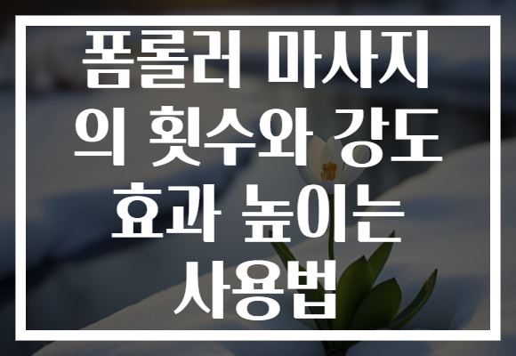 폼롤러 마사지 의 횟수와 강도 효과 높이는 사용법
