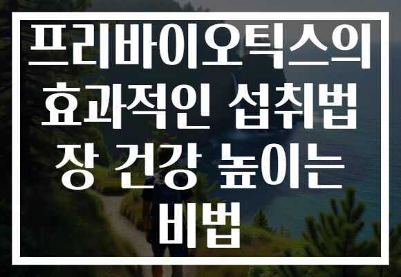 프리바이오틱스의 효과적인 섭취법 장 건강 높이는 비법