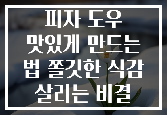 피자 도우 맛있게 만드는 법 쫄깃한 식감 살리는 비결