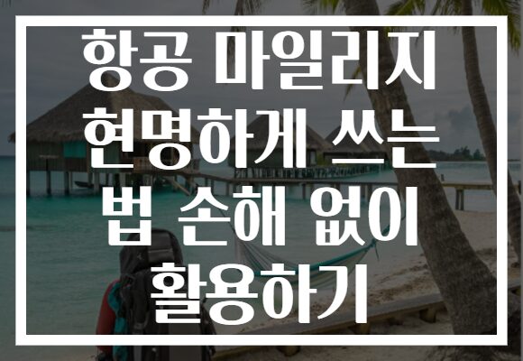 항공 마일리지 현명하게 쓰는 법 손해 없이 활용하기