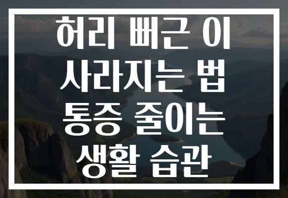 허리 뻐근 이 사라지는 법 통증 줄이는 생활 습관