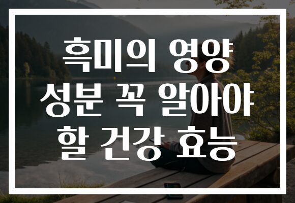 흑미의 영양 성분 꼭 알아야 할 건강 효능