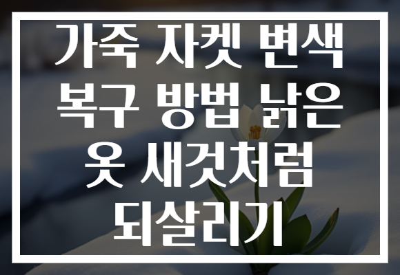 가죽 자켓 변색 복구 방법 낡은 옷 새것처럼 되살리기