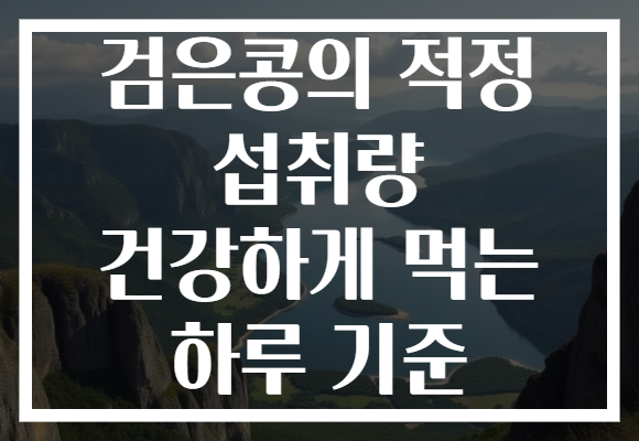 검은콩의 적정 섭취량 건강하게 먹는 하루 기준