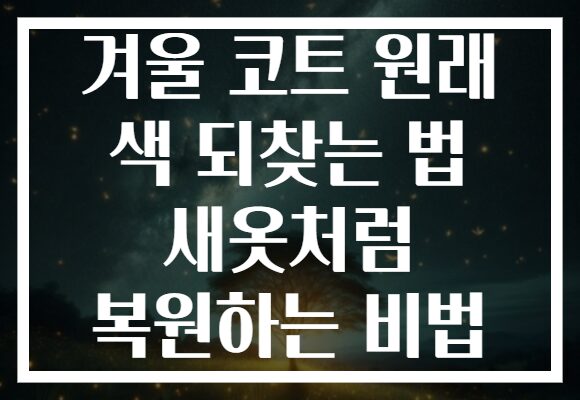 겨울 코트 원래 색 되찾는 법 새옷처럼 복원하는 비법