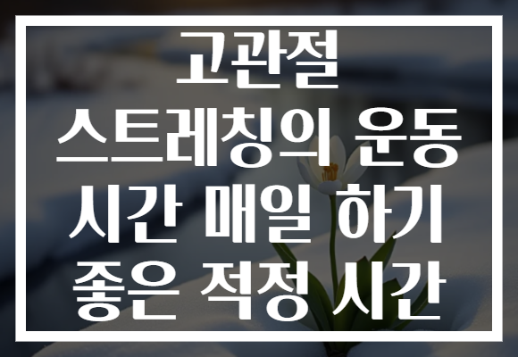고관절 스트레칭의 운동 시간 매일 하기 좋은 적정 시간