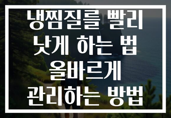 냉찜질를 빨리 낫게 하는 법 올바르게 관리하는 방법