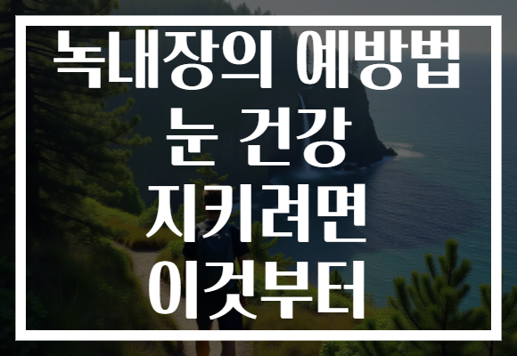 녹내장의 예방법 눈 건강 지키려면 이것부터