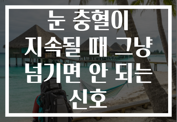 눈 충혈이 지속될 때 그냥 넘기면 안 되는 신호
