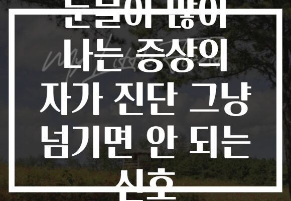 눈물이 많이 나는 증상의 자가 진단 그냥 넘기면 안 되는 신호