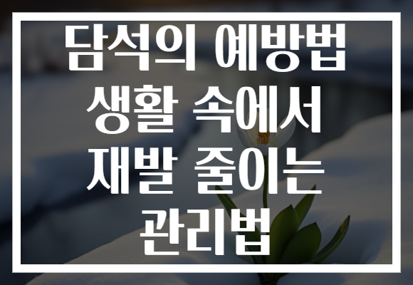 담석의 예방법 생활 속에서 재발 줄이는 관리법
