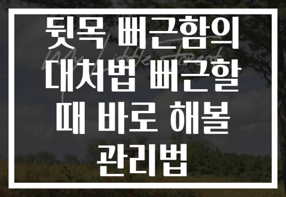 뒷목 뻐근함의 대처법 뻐근할 때 바로 해볼 관리법