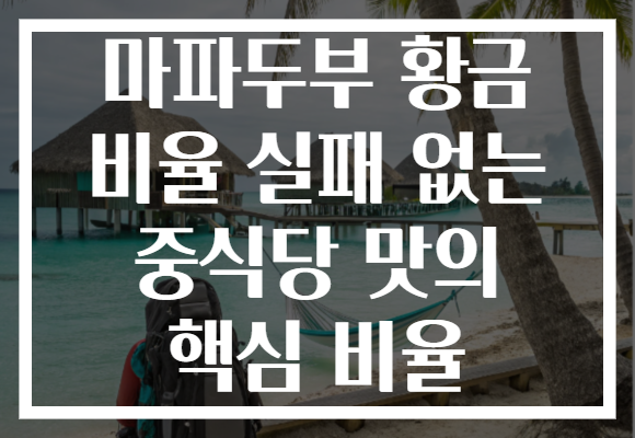 마파두부 황금 비율 실패 없는 중식당 맛의 핵심 비율