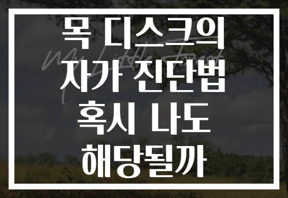 목 디스크의 자가 진단법 혹시 나도 해당될까