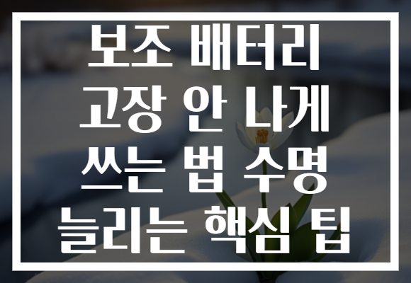 보조 배터리 고장 안 나게 쓰는 법 수명 늘리는 핵심 팁