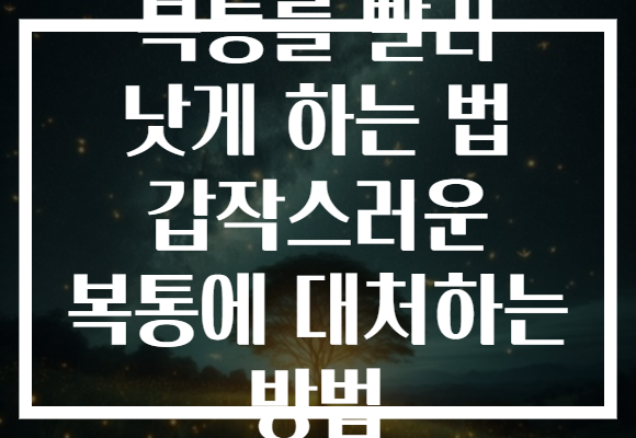 복통를 빨리 낫게 하는 법 갑작스러운 복통에 대처하는 방법