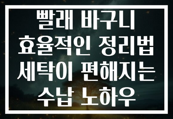 빨래 바구니 효율적인 정리법 세탁이 편해지는 수납 노하우