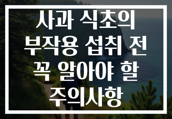 사과 식초의 부작용 섭취 전 꼭 알아야 할 주의사항