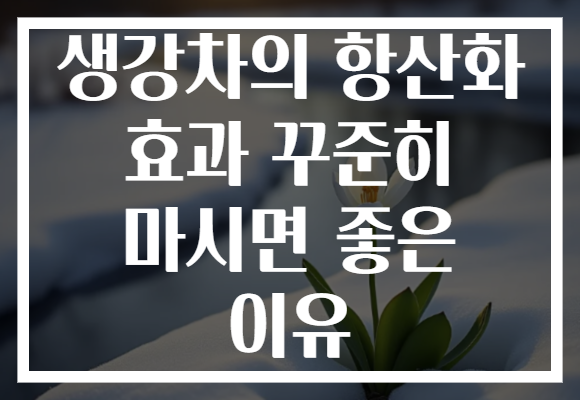 생강차의 항산화 효과 꾸준히 마시면 좋은 이유