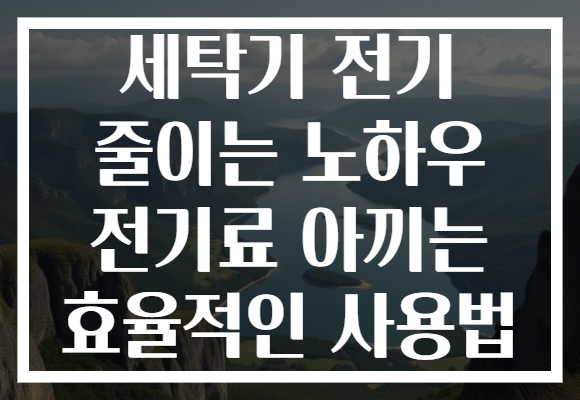 세탁기 전기 줄이는 노하우 전기료 아끼는 효율적인 사용법