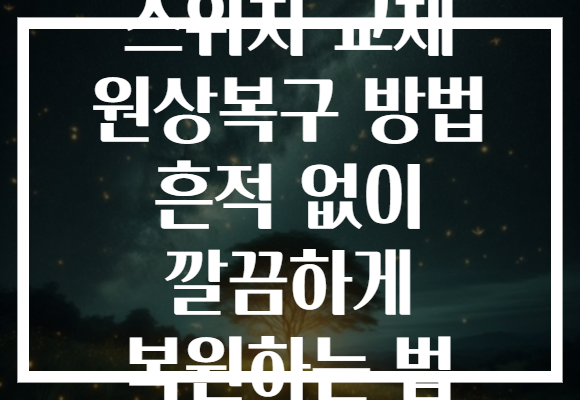 스위치 교체 원상복구 방법 흔적 없이 깔끔하게 복원하는 법