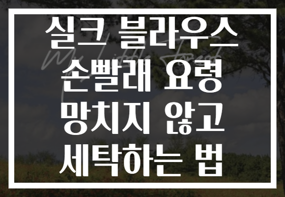실크 블라우스 손빨래 요령 망치지 않고 세탁하는 법