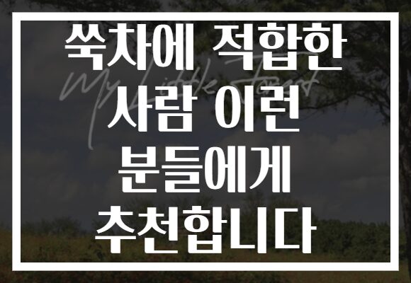 쑥차에 적합한 사람 이런 분들에게 추천합니다