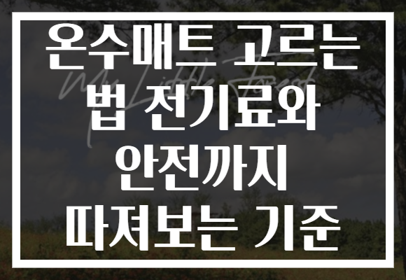 온수매트 고르는 법 전기료와 안전까지 따져보는 기준