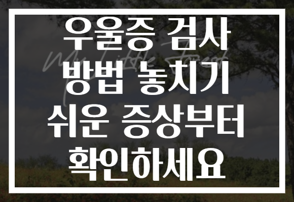 우울증 검사 방법 놓치기 쉬운 증상부터 확인하세요