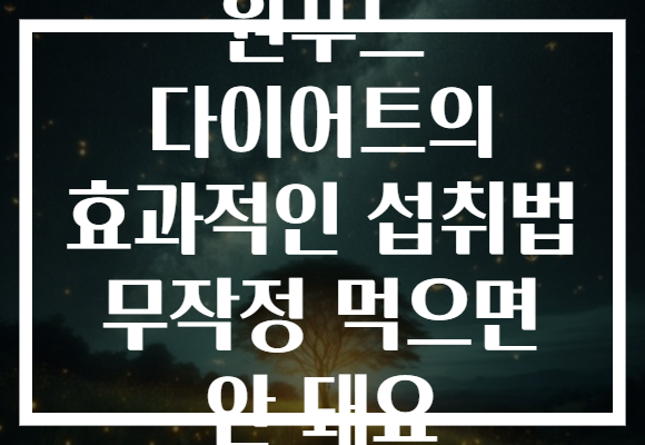 원푸드 다이어트의 효과적인 섭취법 무작정 먹으면 안 돼요
