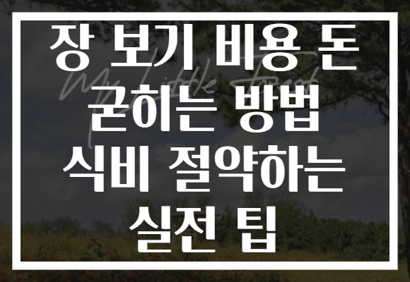 장 보기 비용 돈 굳히는 방법 식비 절약하는 실전 팁