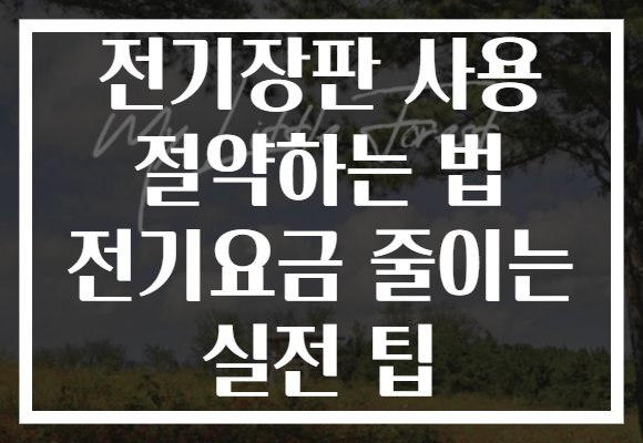 전기장판 사용 절약하는 법 전기요금 줄이는 실전 팁