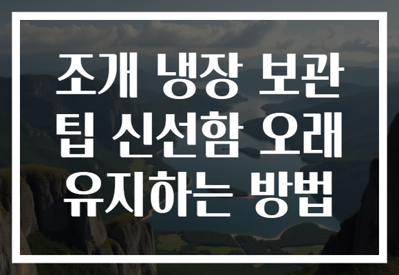 조개 냉장 보관 팁 신선함 오래 유지하는 방법