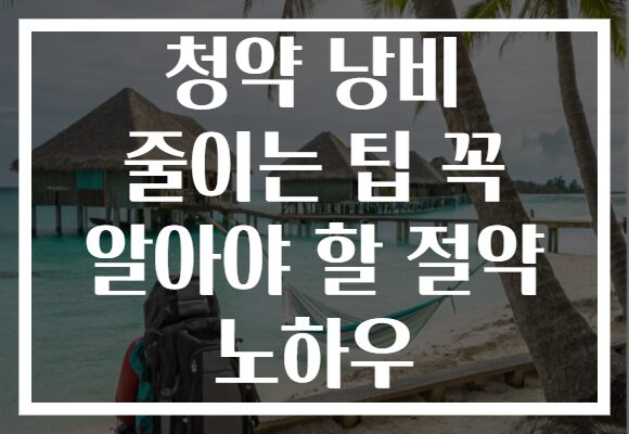 청약 낭비 줄이는 팁 꼭 알아야 할 절약 노하우