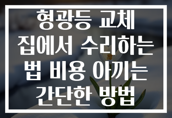 형광등 교체 집에서 수리하는 법 비용 아끼는 간단한 방법