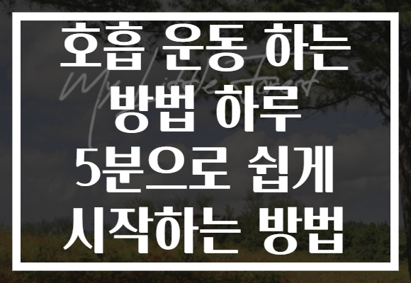 호흡 운동 하는 방법 하루 5분으로 쉽게 시작하는 방법