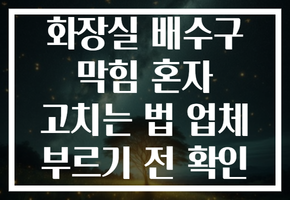 화장실 배수구 막힘 혼자 고치는 법 업체 부르기 전 확인