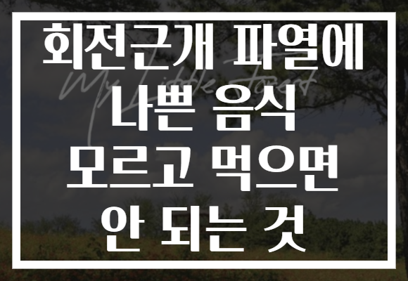 회전근개 파열에 나쁜 음식 모르고 먹으면 안 되는 것