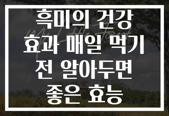 흑미의 건강 효과 매일 먹기 전 알아두면 좋은 효능