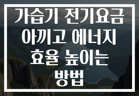 가습기 전기요금 아끼고 에너지 효율 높이는 방법