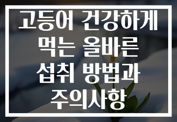고등어 건강하게 먹는 올바른 섭취 방법과 주의사항