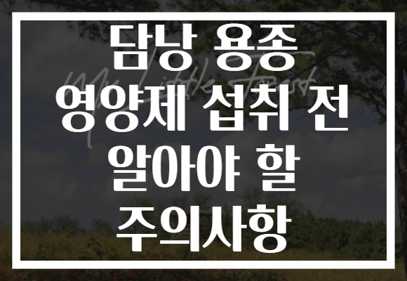 담낭 용종 영양제 섭취 전 알아야 할 주의사항